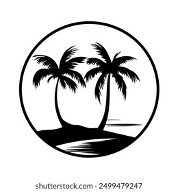 Palmeras negras aisladas sobre fondo blanco. Siluetas de palma. Diseño de palmeras para carteles, Anuncios y artículos promocionales.