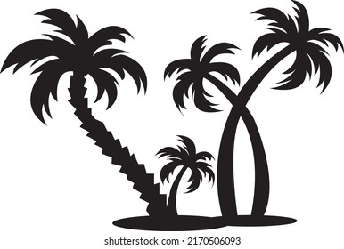 Palmeras negras aisladas en un fondo blanco. Siluetas de palmeras. Diseño de palmeras.eps
