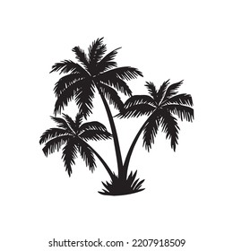 Black palm trees set isolated on white background icon or logo isolated sign symbol design vector illustration high quality black style