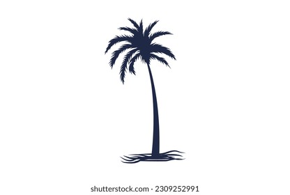 Palmeras negras aisladas en un fondo blanco. Siluetas de palmeras. Diseño de palmeras para afiches, carteles y artículos promocionales. Ilustración del vector