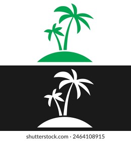 Black palm trees set isolated on white background. Palm silhouettes. Design of palm trees for posters, banners and promotional items. Vector illustration