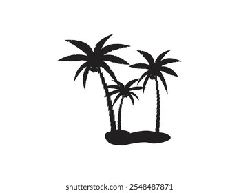 Conjunto de palmeras negras aisladas sobre fondo blanco Siluetas de palmeras Diseño de palmeras para carteles Anuncios y artículos promocionales Ilustración vectorial.