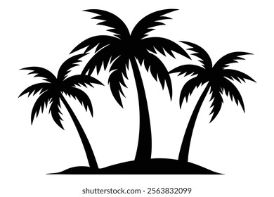 Black Palm Trees Set Isolated on White Background – Tropical Silhouettes.Perfect for any design, these isolated palm tree images are versatile for backgrounds, illustrations, and nature-themed project