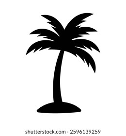 Black palm trees set isolated on white background
