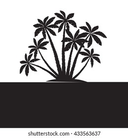 Black Palm Trees. Vector illustration on white background.