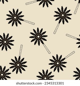 Black palm. Vector illustration. Seamless pattern