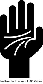 Black Palmistry of the hand icon isolated on white background.  Vector Illustration