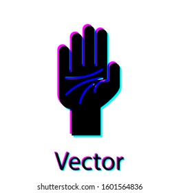 Black Palmistry of the hand icon isolated on white background.  Vector Illustration