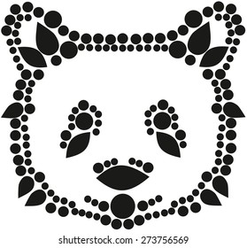 black panda head isolated on a white backgrounds, vector illustration