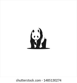  Black panda icon  logo design , vector, creative, idea, image silhouette