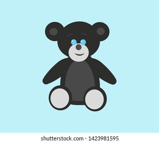 black Panda on blue background
