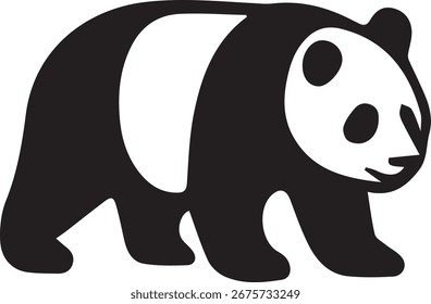 Panda negro sobre fondo blanco 