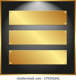 black panel with three banners