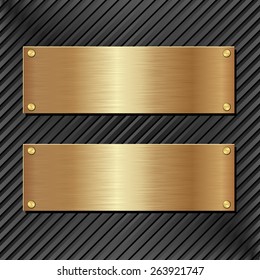 black panel with two golden banners