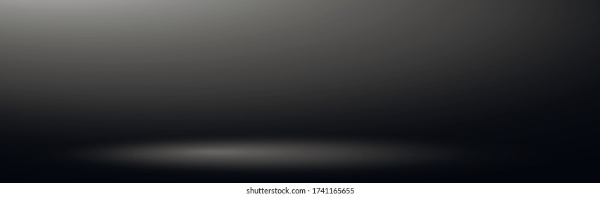 Fondo de estudio panorámico negro con brillo blanco