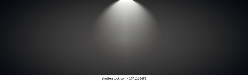 Fondo de estudio panorámico negro con brillo blanco