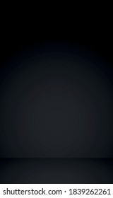Black panoramic studio background with white glow - Vector