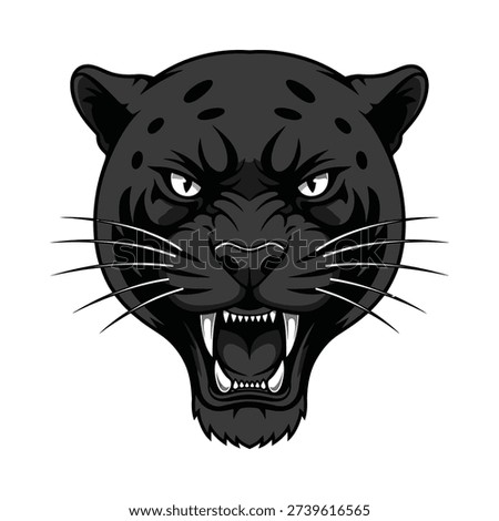 A black panther with an aggressive expression