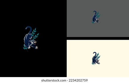 black panther angry with leaf vector illustration artwork design