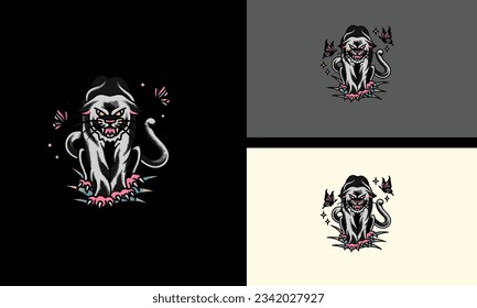 black panther angry vector illustration mascot design