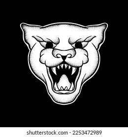 Black panther art Illustration hand drawn black and white vector for tattoo, sticker, logo etc