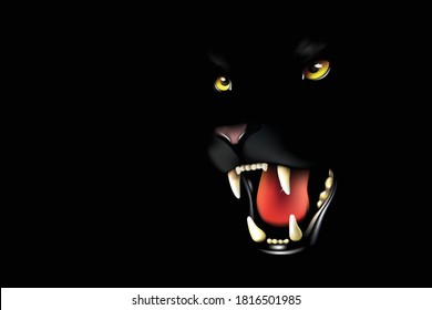 Black panther attacking from darkness