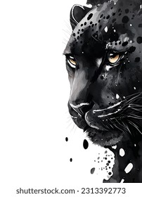 Black Panther Banner Watercolor Painted