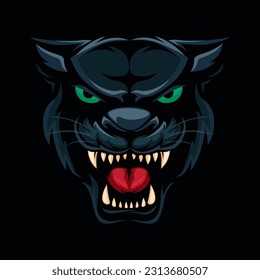 Black Panther Beast Animal Head Mascot Logo Cartoon illustration vector