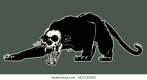 black panther, big cat, ferocious animal, cat skull