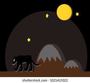 Black panther with the big moon background.
