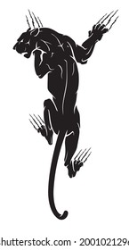 Black Panther Climbing, Silhouette Illustration