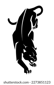 Black Panther Crawling, Minimalist Illustration