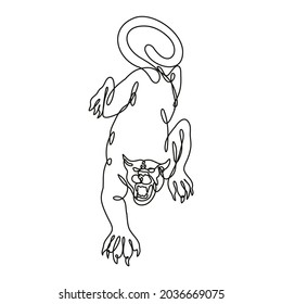 Black Panther Crouching About to Attack Front View Continuous Line Drawing 

