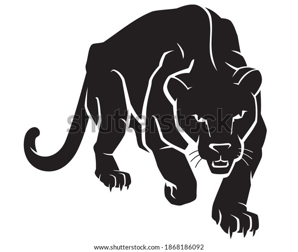 Black Panther Crouching Forward Front View Stock Vector (Royalty Free ...