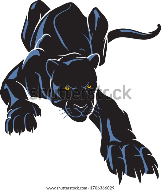 Black Panther Crouching Hunt Large Predator Stock Vector (Royalty Free ...