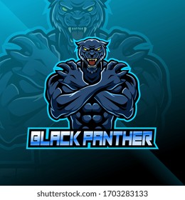 Black panther esport mascot logo