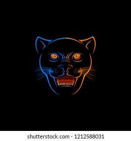 Black Panther Face with Lighting Effect