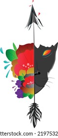 Black panther face vector design for t shirt etc