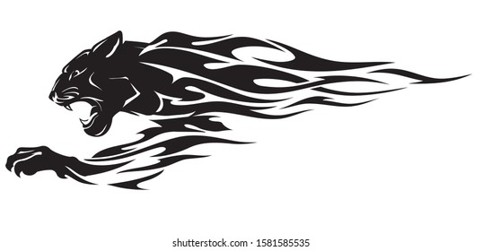 Black Panther Head, Abstract Flame