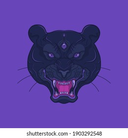 black panther head artwork illustration