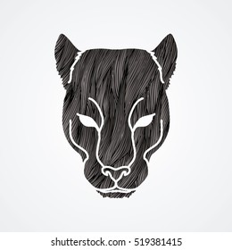 Black Panther Head designed using black grunge brush graphic vector.