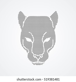Black Panther Head designed using dots pixels graphic vector.