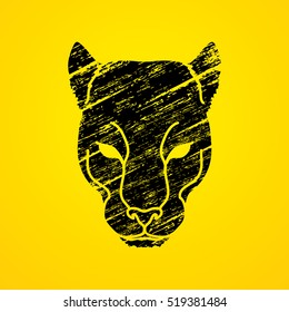 Black Panther Head designed using black grunge brush graphic vector.