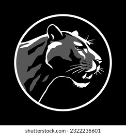 Black panther head, logo emblem on a dark background.