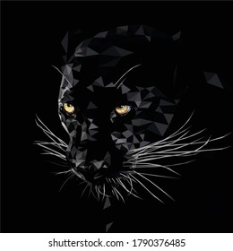 Black panther head low poly vector art