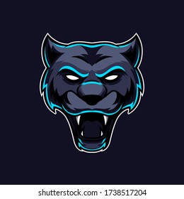 Black panther head mascot logo vector. Modern dark cat Illustration esport gaming team template design