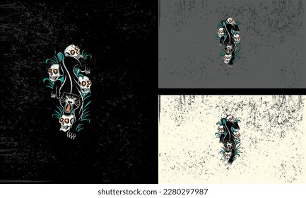 black panther and head skull vector illustration artwork flat design