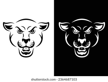Schwarzer Panther-Head-Vektorkunst einzeln auf weißem Hintergrund