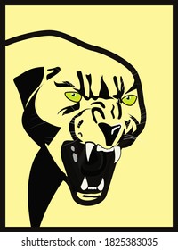 Black panther head vector illustration. Poster design concept