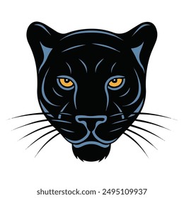 Eine schwarze Panther-Kopf-Vektorgrafik auf weißem Hintergrund